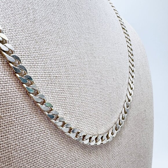 VTG Sterling Silver 925 Curb Link Chain Necklace Lobster Clasp Size 20" Length - Picture 2 of 11